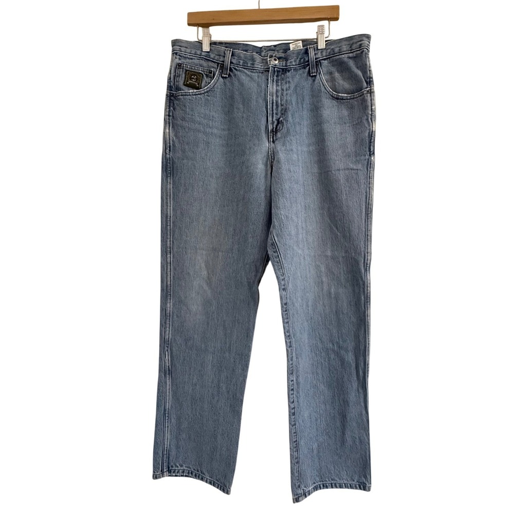 Cinch Up Mens Relaxed Fit Straight Leg Jeans Light Wash Blue Denim 35x30